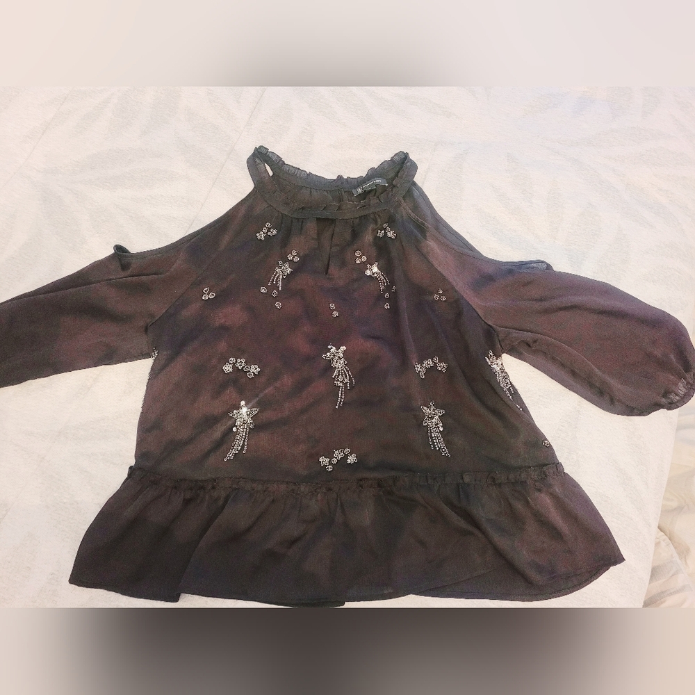 INC International Concepts Black Blouse